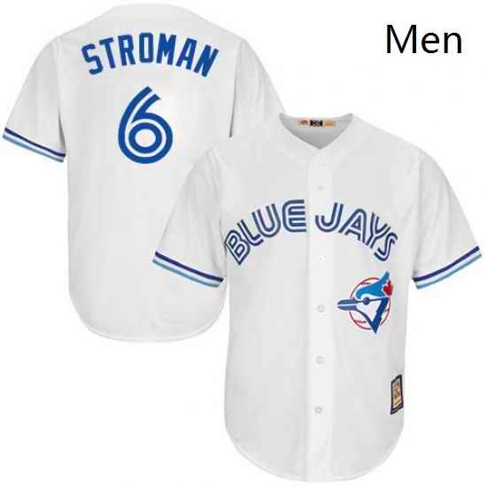 Mens Majestic Toronto Blue Jays 6 Marcus Stroman Replica White Cooperstown MLB Jersey